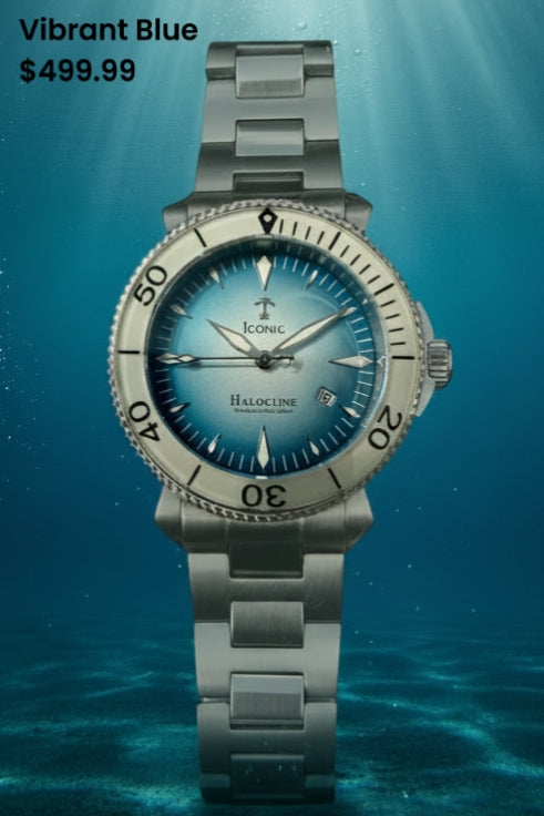 Iconic Timepieces Halocline Dive Watch - Vibrant Blue Sellita SW200-1